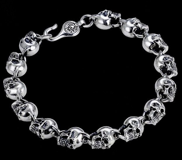 Chic Skeleton Thai Silver Vintage Bracelet For Man And Woman